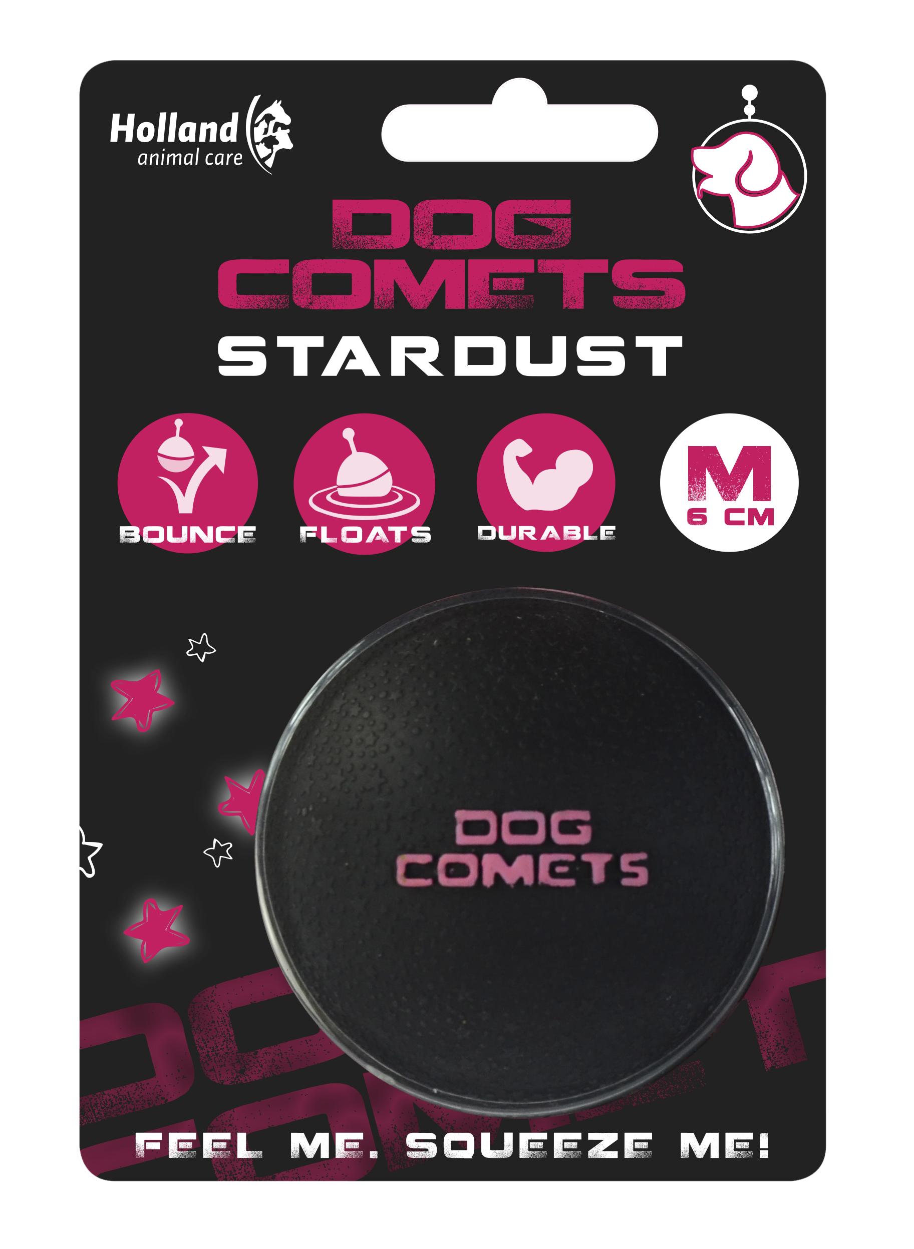 HAC Dog Comets labda fekete/pink 6cm (COME013)